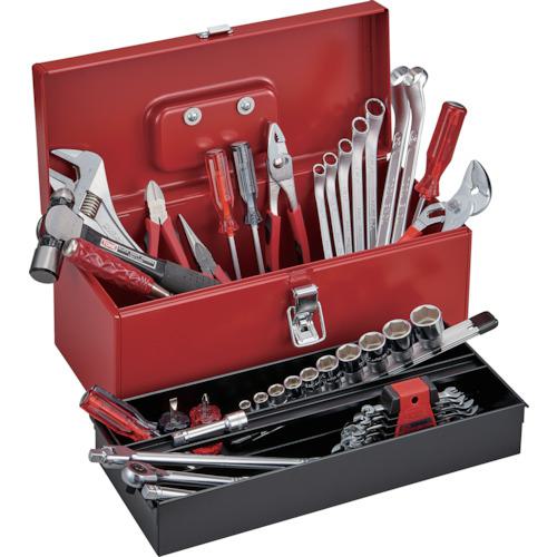 ■TONE 整備用工具セット ツールセット 43pcs レッド 間口410×奥行175×高さ175mm〔品番:TSA3120〕【8109348:0】[店頭受取不可]