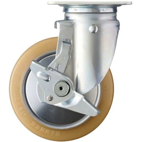 ■ハンマー 旋回式ウレタン車輪(スチールホイール・ローラーベアリング)150mm ストッパー付〔品番:513MURB150〕【8141569:0】[送料別途見積り][掲外取寄][店頭受取不可]