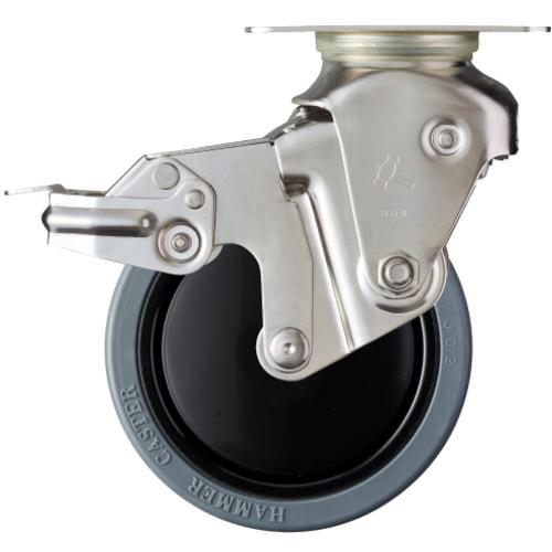 ■ハンマー オールステンレスクッションキャスター旋回式ゴム車輪125mm 線径2.8 SP付〔品番:935S0EFR125S28〕【8144498:0】[送料別途見積り][掲外取寄][店頭受取不可]