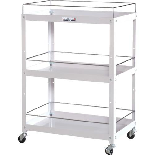 ■ヤマテック コンビニワゴン コボレ止め付 3段タイプ W600×D400×H870mm パールピンク〔品番:WCF3P〕【8178313:0】[法人・事業所限定][外直送元][店頭受取不可]