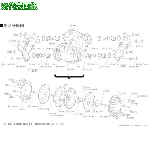 ■TAIYO ダイヤフラムポンプTD-15ST用メンテナンスパーツ サービスキット〔品番:TD15STSKT〕【8289186:0】[店頭受取不可]