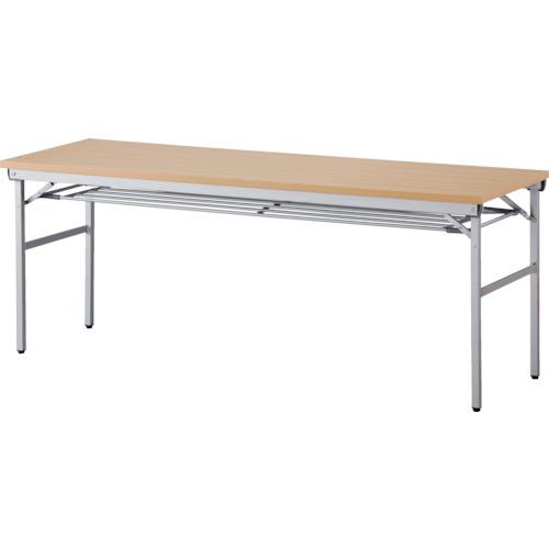 ■IRIS 折畳みテーブル ワイドタイプ 棚付 奥行600mm ナチュラル〔品番:OTNK1860TN〕【8291591:0】[送料別途見積り][法人・事業所限定][直送][店頭受取不可]