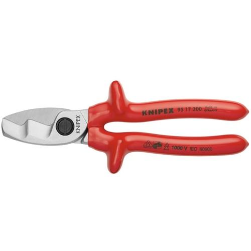 ■KNIPEX 絶縁ケーブルカッター 1000V絶縁ディップコートハンドル 200mm〔品番:9517200〕【8356489:0】[店頭受取不可]