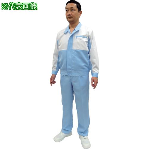 ■ADCLEAN ワーキングウェア 白×ブルー S〔品番:EG37201S〕【8542960:0】[送料別途見積り][法人・事業所限定][外直送][店頭受取不可]