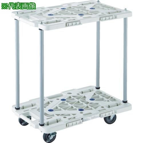 ■TRUSCO 樹脂製台車 2段式ルートバン 600X400 ハンドル無 4輪自在 白〔品番:MPK6020JW〕【8549267:0】[直送DS][店頭受取不可]