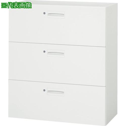 ■DAISHIN 壁面収納庫 3段引出各段シリンダー錠型 下置き専用D400 ホワイト〔品番:V940311DS〕【8569758:0】[法人・事業所限定][直送元][店頭受取不可]