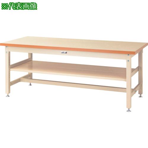 ■ヤマテック 重量作業台 ワークテーブル スーパータイプ 中間(全面)棚板付 1200×750×H740mm ヤマテックアイボリー〔品番:SSM1275S2II〕【8683242:0】[法人・事業所限定][外直送元][店頭受取不可]