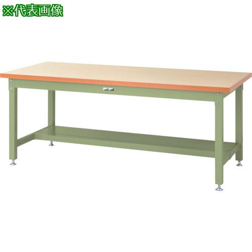 ■ヤマテック 重量作業台 ワークテーブル スーパータイプ 半面棚板1枚付 W1500×D750×H740mm アイボリー/ヤマテックグリーン〔品番:SSM1575TIG〕【8683255:0】[法人・事業所限定][外直送元][店頭受取不可]