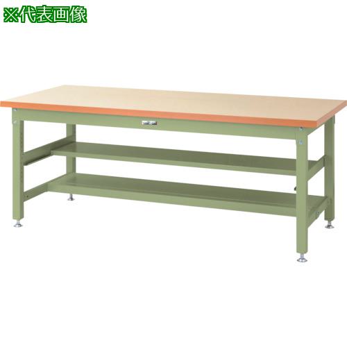 ■ヤマテック 重量作業台 ワークテーブル スーパータイプ 中間(半面)棚板付 1500×750×H740mm アイボリー/ヤマテックグリーン〔品番:SSM1575TS1IG〕【8683257:0】[法人・事業所限定][外直送元][店頭受取不可]
