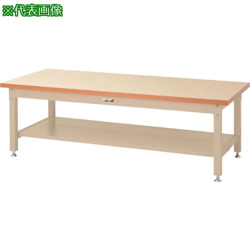 ■ヤマテック 重量作業台 ワークテーブル スーパータイプ 半面棚板2枚付 W1800×D900×H600mm ヤマテックアイボリー〔品番:SSML1890TTII〕【8683310:0】[法人・事業所限定][外直送元][店頭受取不可]