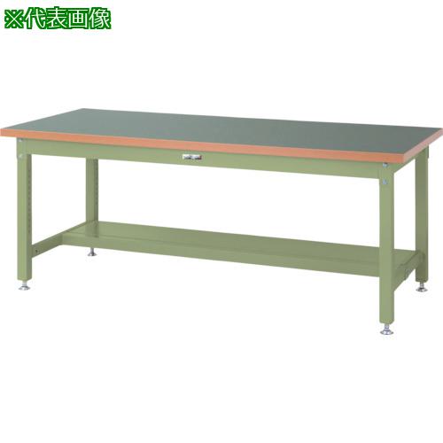 ■ヤマテック 重量作業台 ワークテーブル スーパータイプ 塩ビシート天板 半面棚板1枚付 W1500×D750×H740mm ヤマテックグリーン〔品番:SSR1575TGG〕【8683327:0】[法人・事業所限定][外直送元][店頭受取不可]