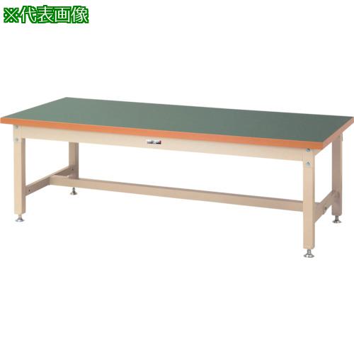■ヤマテック 重量作業台 ワークテーブル スーパータイプ 塩ビシート天板 W1500×D750×H600mm グリーン/ヤマテックアイボリー〔品番:SSRL1575GI〕【8683366:0】[法人・事業所限定][外直送元][店頭受取不可]
