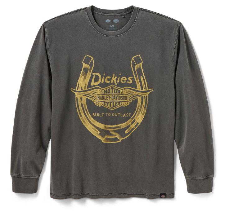 【ハーレー完全無欠】メンズ Dickies x 固定ディスク ウィングドホースシュー 長袖ティーシャツ 96089-26VM