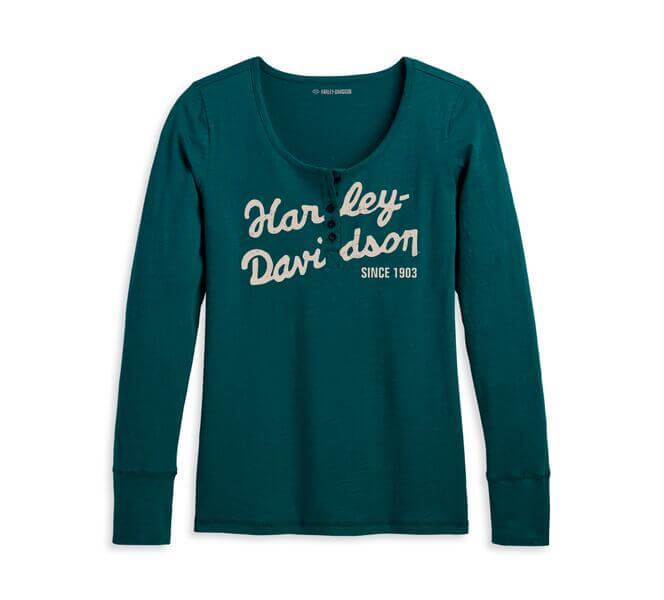 【ハーレー純正】 レディース 長袖ヘンリーTシャツ【Lady's】96243-23VW グリーン｜HD東久留米オンラインショップ