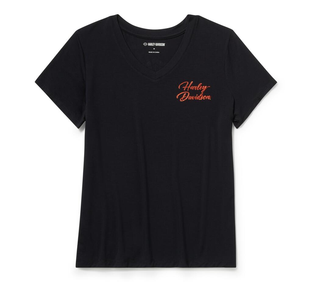 【ハーレー純正】 レディース エッセンシャル ブリンブリン VネックTシャツ 96767-25VW