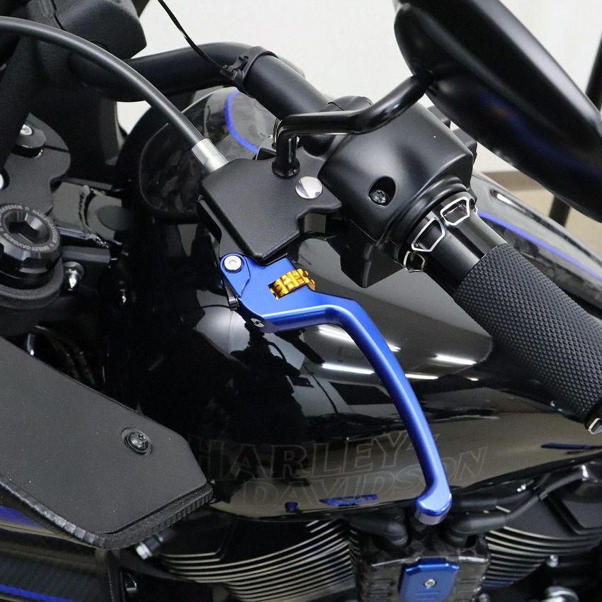 ハーレー M8ソフテイル アルミ アジャスタブルレバーセット スタンダードタイプ (ブルー/ゴールド) スピードラ