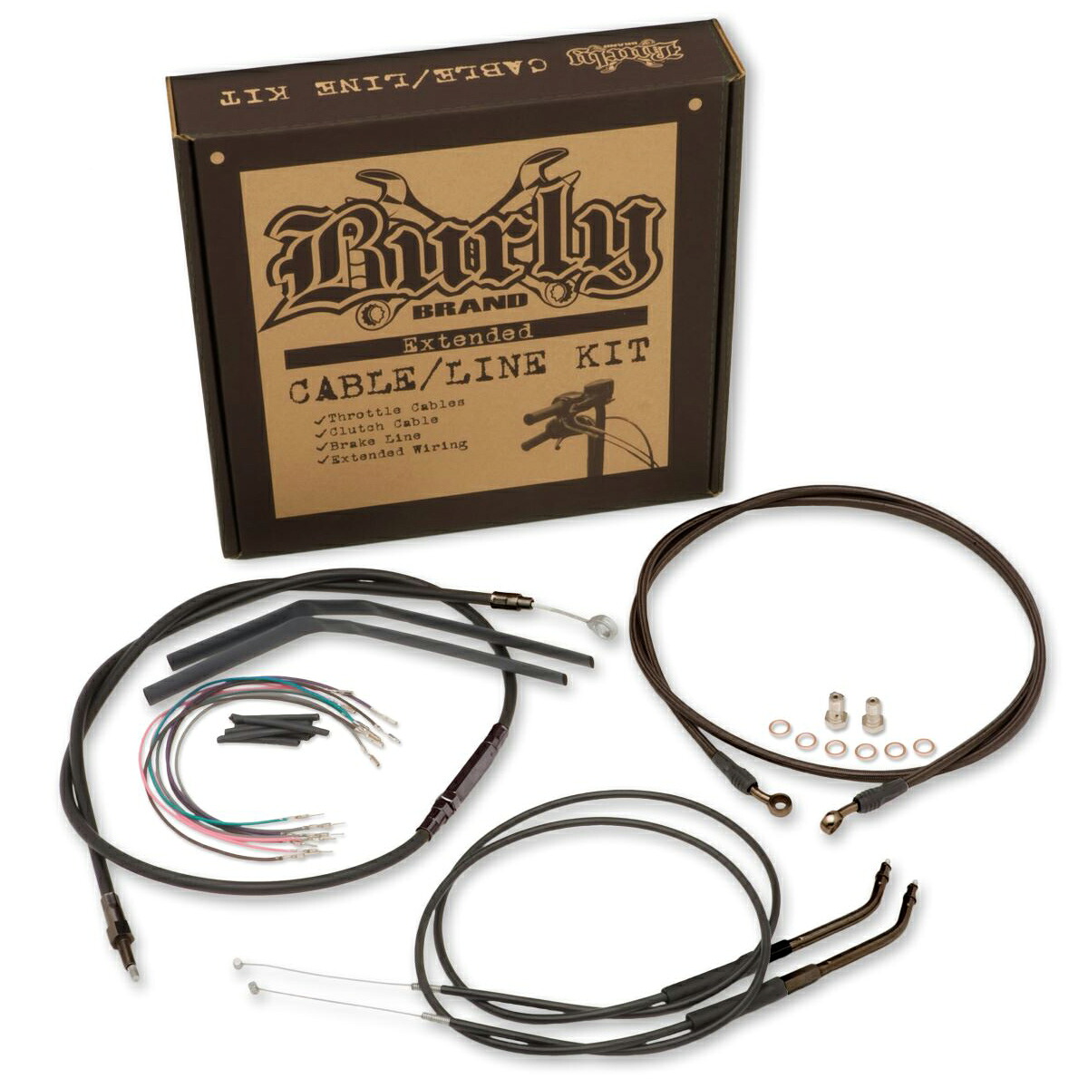 【Burly】14インチ Tバーハンドル用 ケーブルラインキット デュアルディスク ブラック 2016～2021 XL1200CX B30-1269