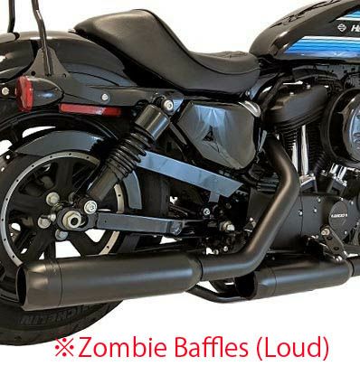 【TABパフォーマンス】151-2290-B4-Z スリップオンマフラー ツイストエンド ブラック ゾンビーバッフル 2014~2021 スポーツスター|ワールドモーターライフ
