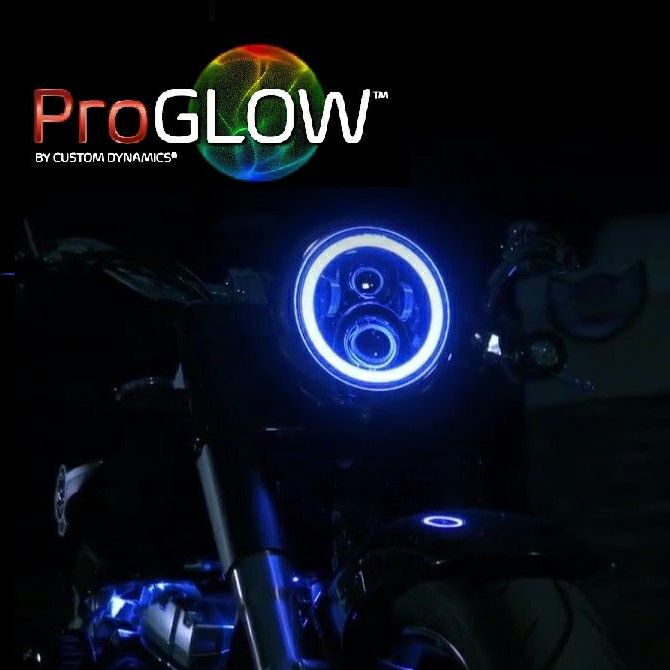 【Custom Dynamics】ProGLOW 7インチ・カラーHALOリング付LEDヘッドライト ブラック 2001-2423