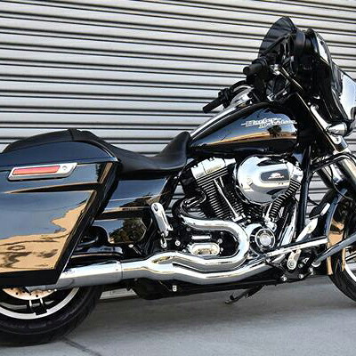 2007～2016 Touring用 ロードレイジ・HOT ROD Turnout 2-1フルエキゾーストマフラー クローム 【Bassani】1F68C