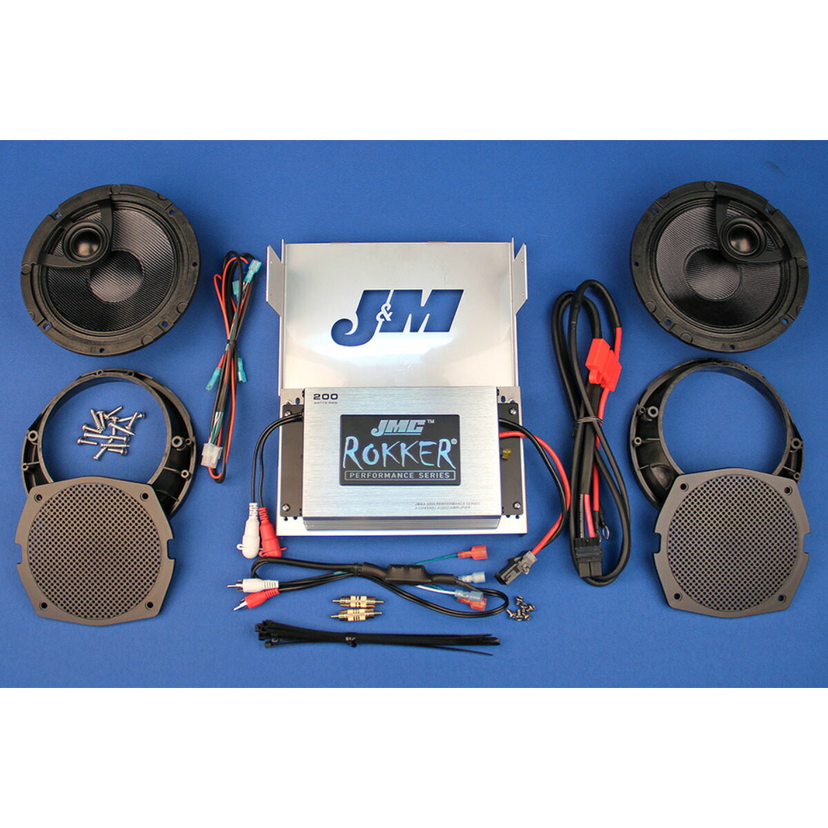 1998～2013 FLH用 ROKKER 200W アンプ/スピーカーキット 【J&M】4405-0852