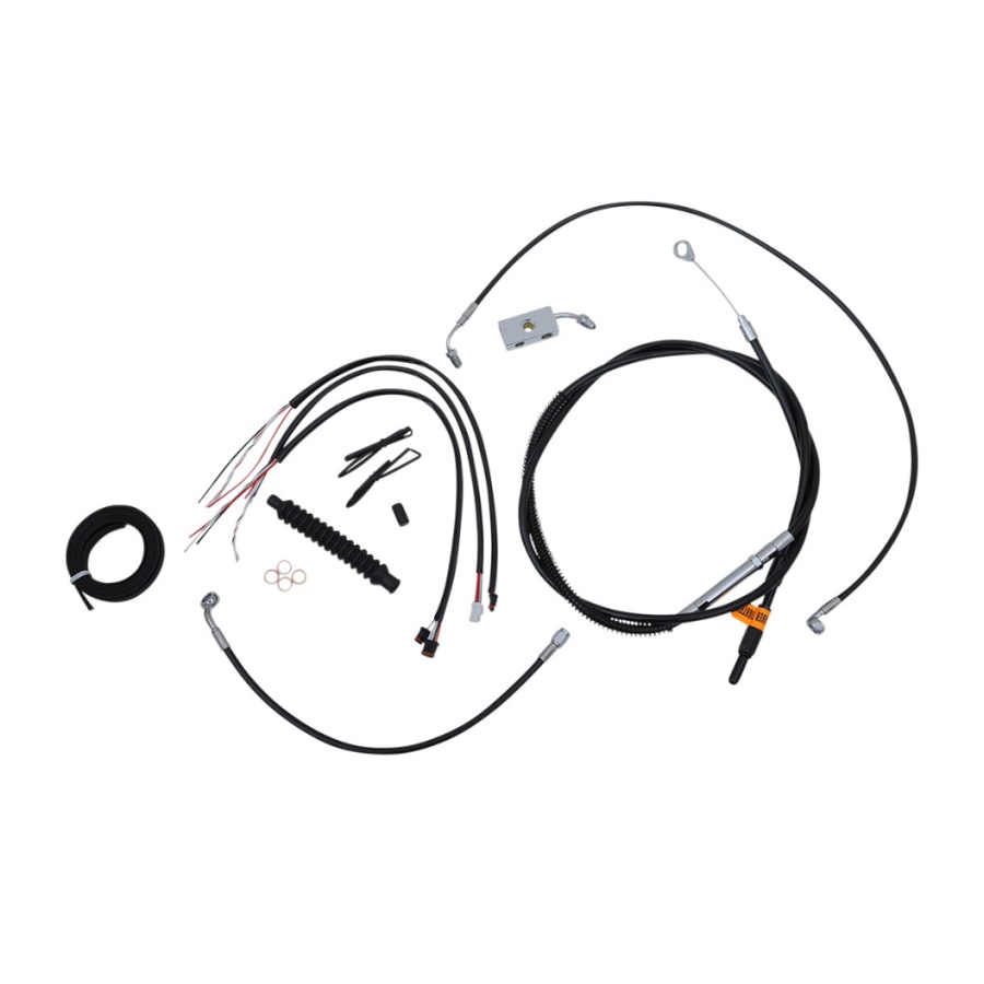 2018以降 FLDE、FLHD、FXBB、FXLR コンプリート 延長ケーブルキット ブラック 15~17インチハンドル用 0662-0495 【LA Choppers】|ワールドモーターライフ