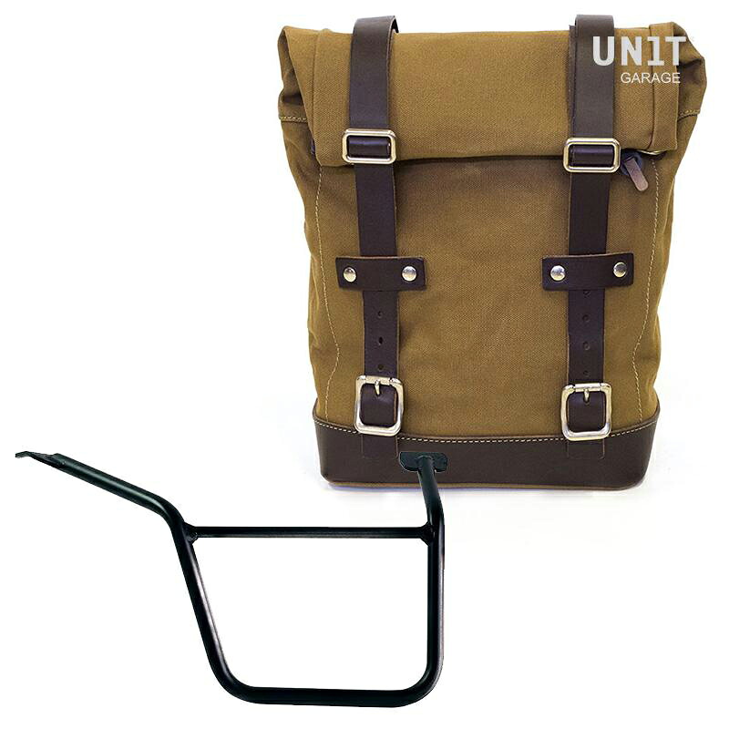 ハーレー パンアメリカ用 キャンバス・サイドパニアキット 右用 ベージュ/ブラウン 【UNIT GARAGE】U001BEBR-3304DX｜ワールドモーターライフ