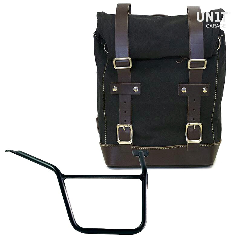 ハーレー パンアメリカ用 キャンバス・サイドパニアキット 右用 ブラック/ブラウン 【UNIT GARAGE】U001BLBR-3304DX|ワールドモーターライフ