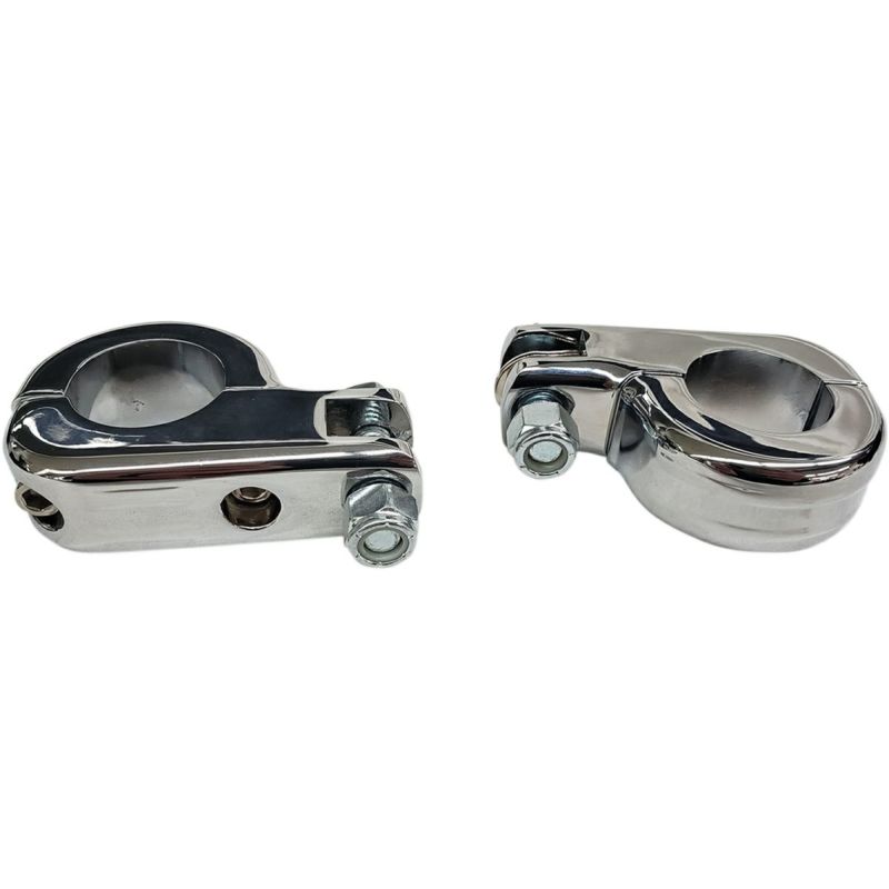 【RIVCO】1.25インチ径エンジンガード用 フットペグクランプ クローム　1624-0367