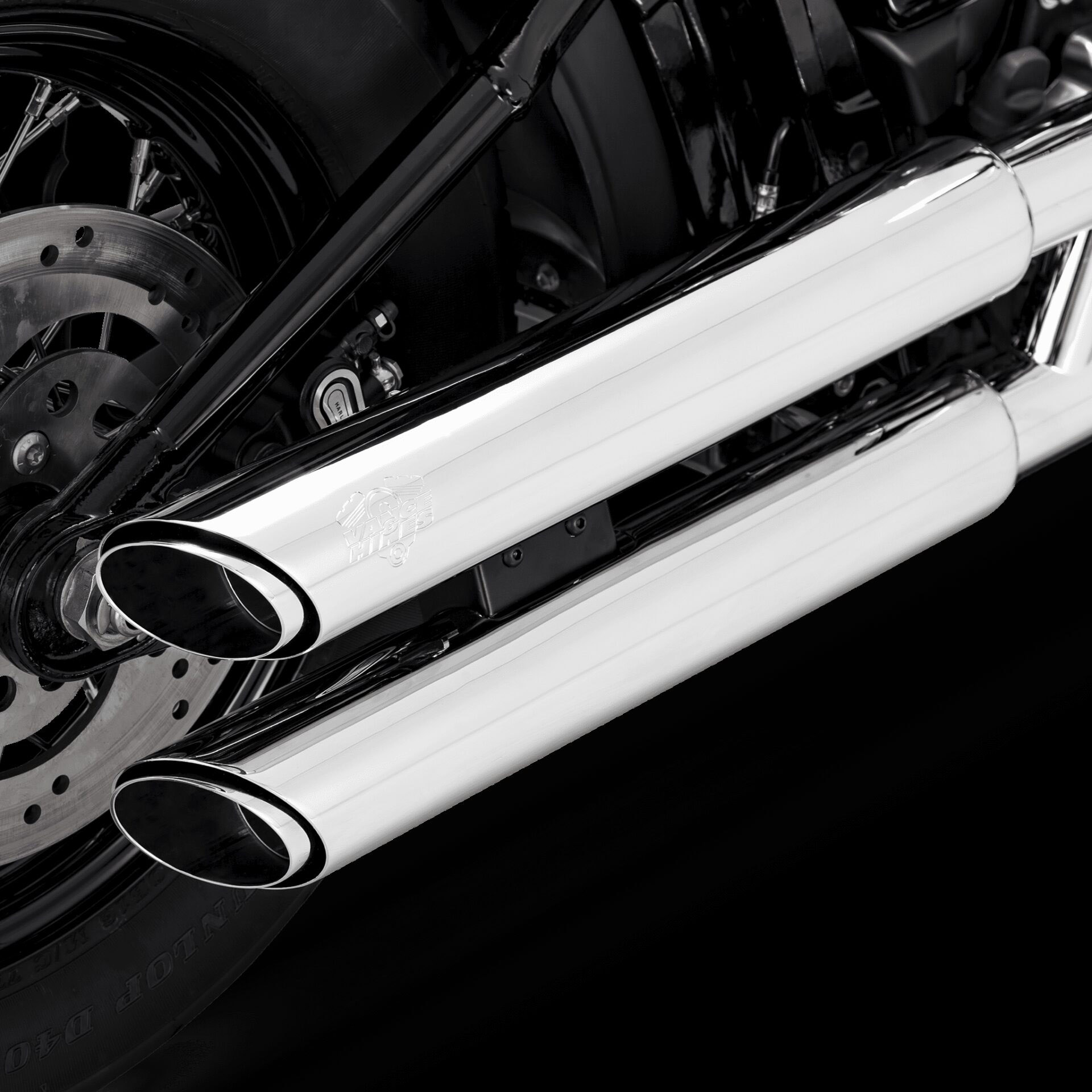 M8ソフテイル ツインスラッシュ 3インチ スリップオンマフラー (クローム) PCX仕様 Vance & Hines　16376