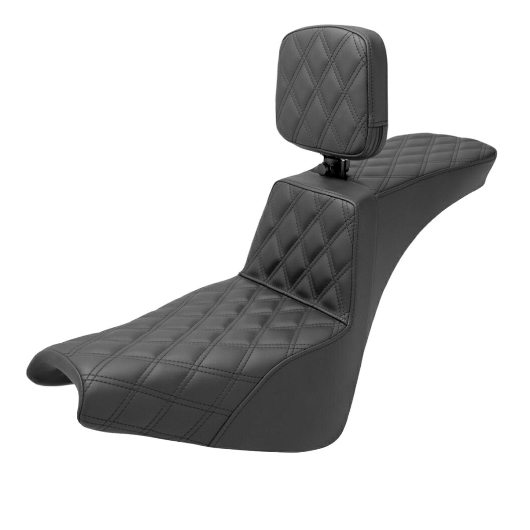 【Saddlemen】FXBB等用ツアー ステップアップ シート（バックレスト付） フロント/リア ダイヤモンドステッチ 0802-1523