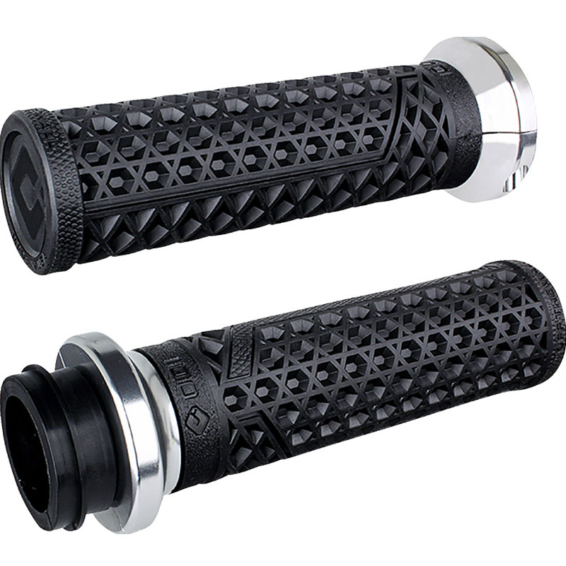 VANS Vツインロックオングリップ 電子制御スロットル用 ブラック/シルバー 【ODI】V31VHTWB-S｜ワールドモーターライフ