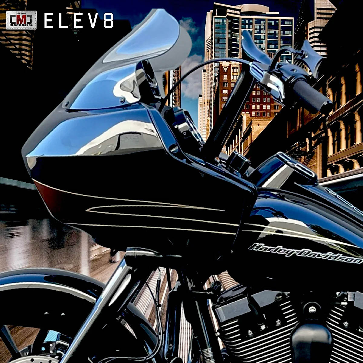 2015以降ロードグライド ELEV8 ハンドルバー 14インチ グロスブラック 【CMC】E814RG15BLK