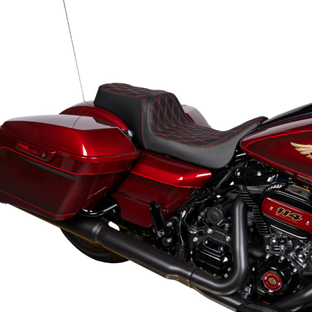 Drag Specialties Performance Predator 1-UP シート ダブルダイアモンド (レッド) 【ツーリング】0801-1491