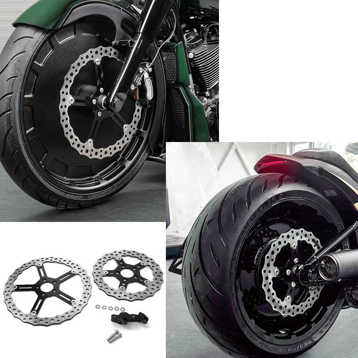 【Killer Custom】 15インチ ビッグブレーキローター、11.5インチ リアブレーキローターキット M8ソフテイルKC15-115|ワールドモーターライフ