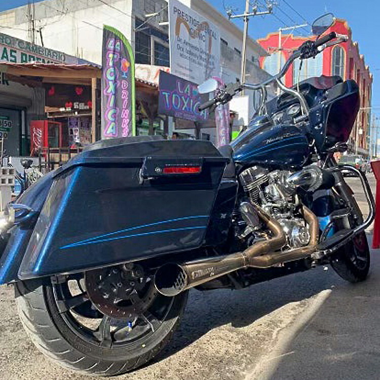 1995～2016 ツーリング 2-1フルエキゾーストマフラー ターンアウトタイプ (ステンレス) Stealth Pipes