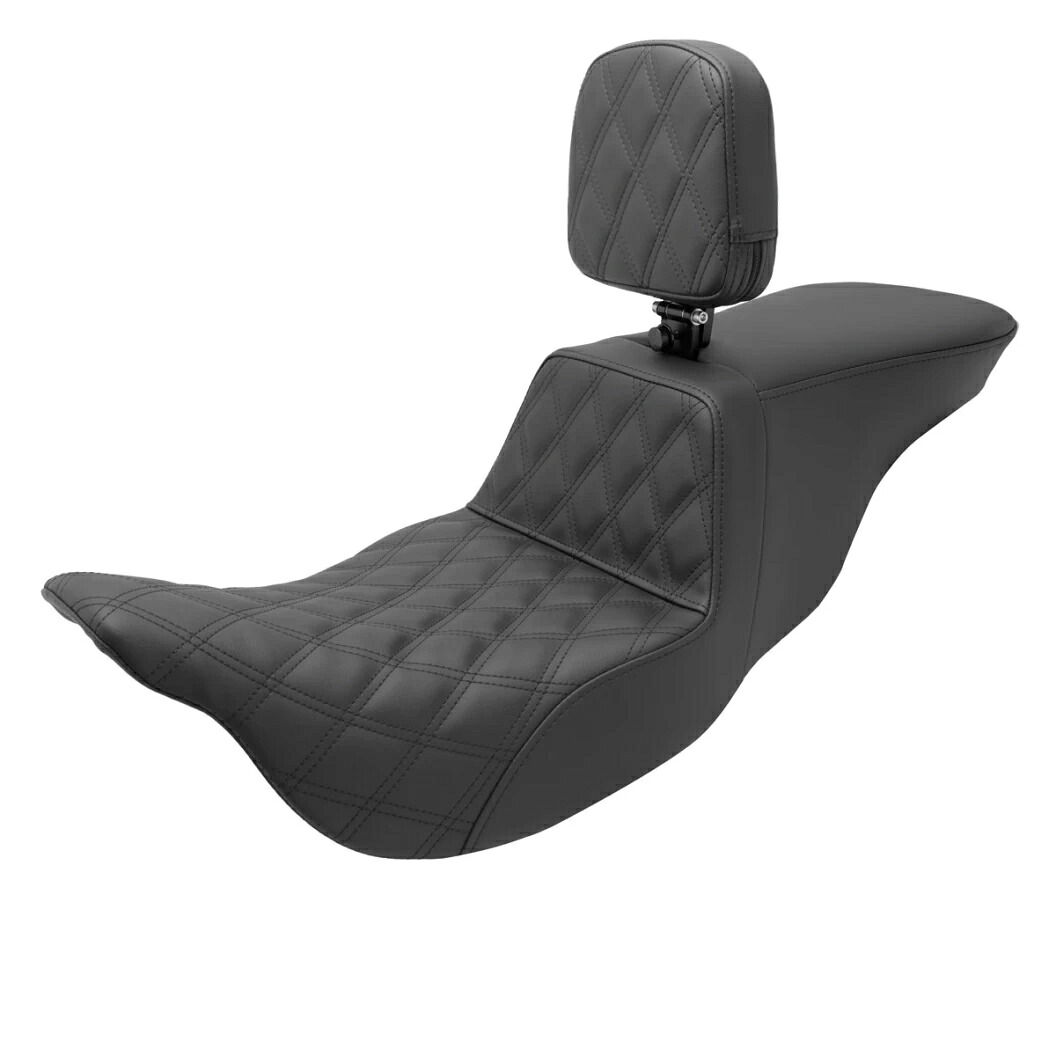 SaddleMen ツーリング用ツアー ステップアップ シート（バックレスト付） フロント ダイヤモンドステッチ 0801-1464