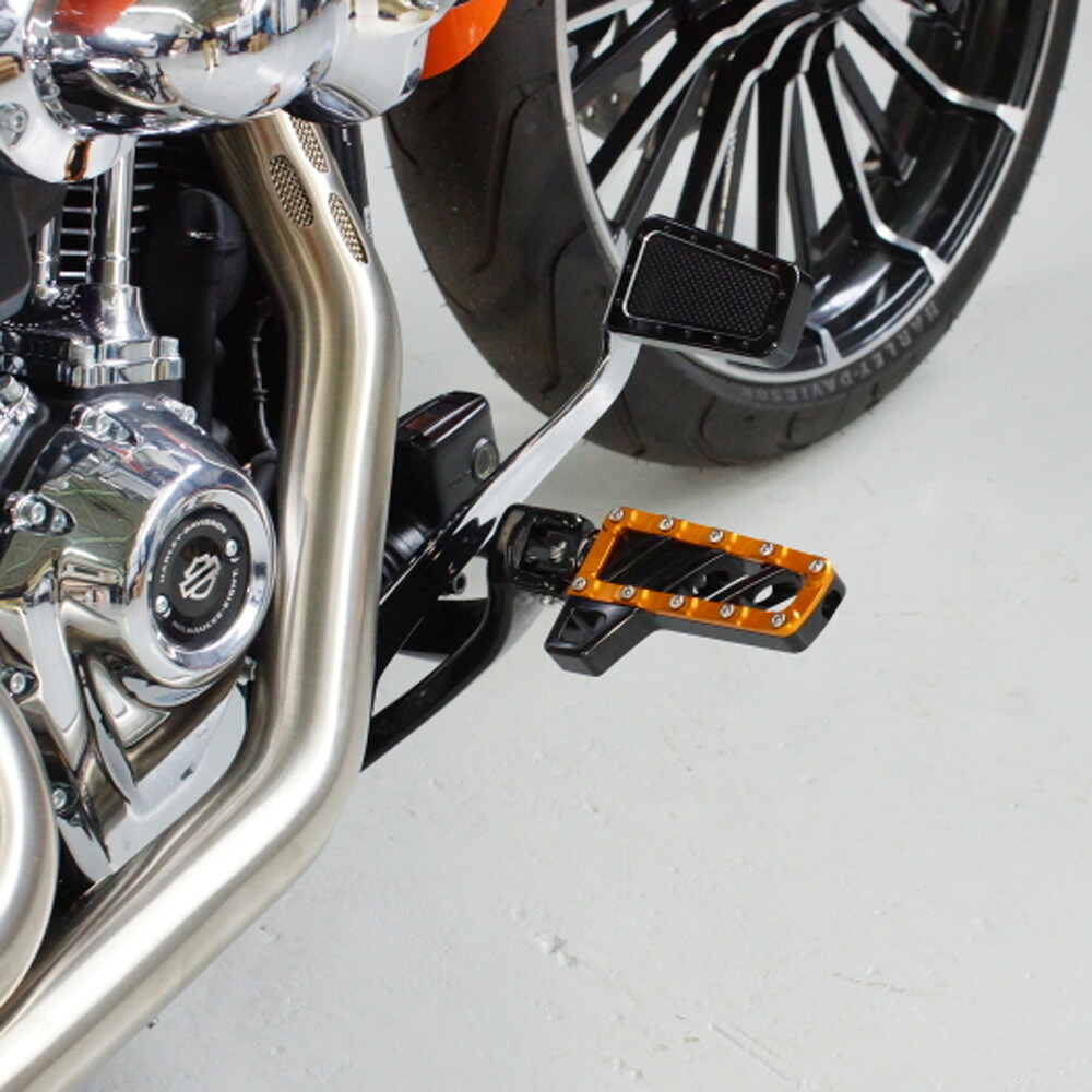 NOYS ヒールレスト付ライダーフットペグ (オレンジ) M8ソフテイル、スポーツスターS、ナイトスター|ワールドモーターライフ