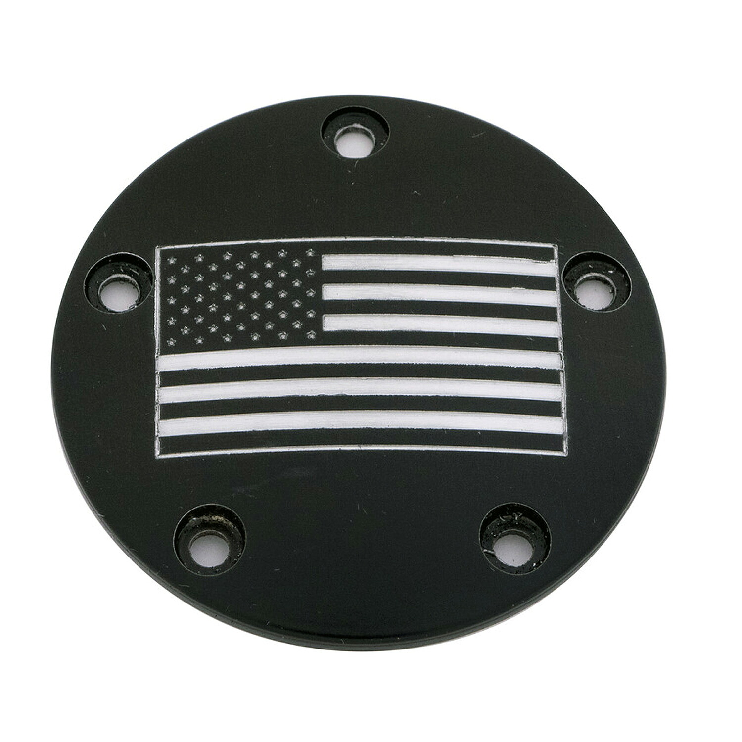 CUSTOM ENGRAVING アメリカンフラッグ タイマーカバー (ブラック) TC ツーリング、ダイナ、ソフテイル、トライク