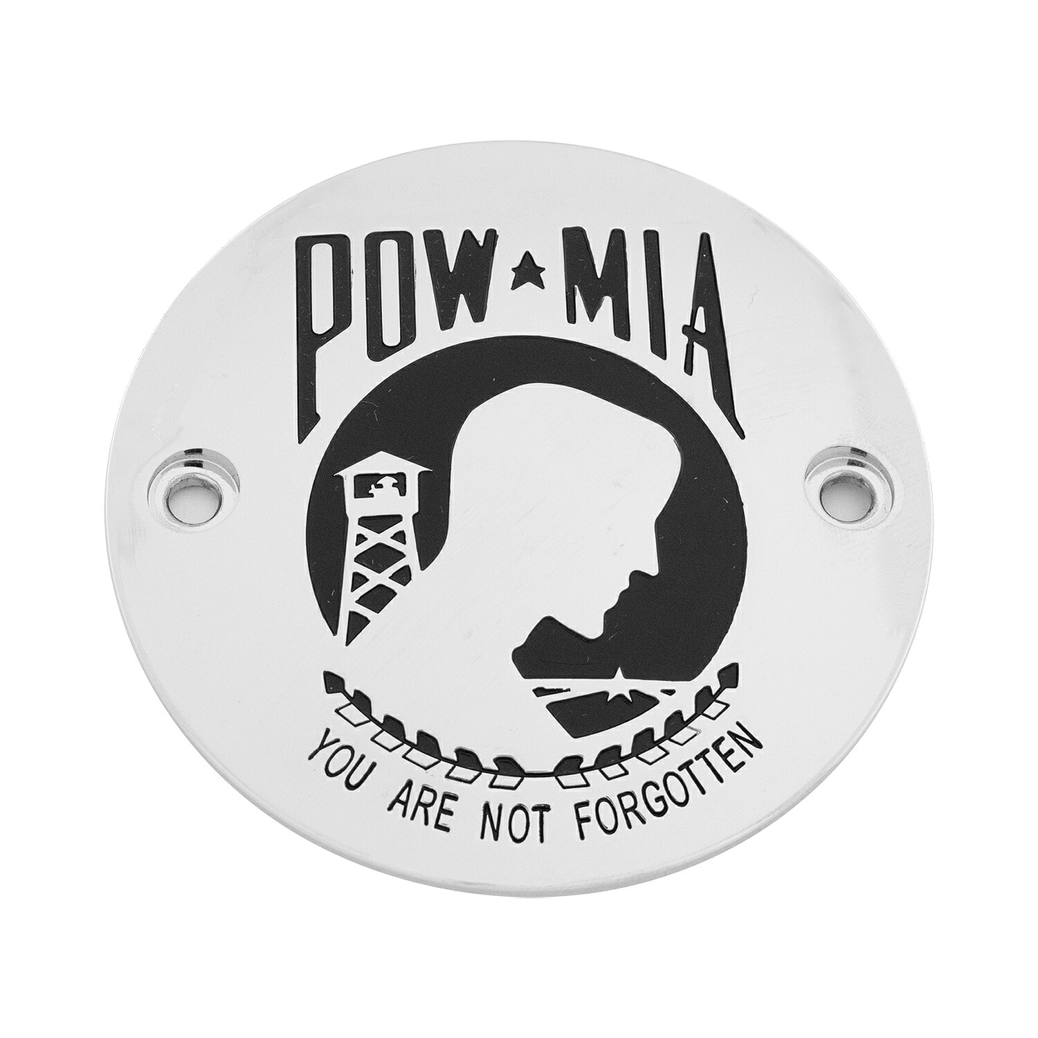 CUSTOM ENGRAVING POW・MIA タイマーカバー (クローム) M8 ツーリング、ソフテイル、トライク