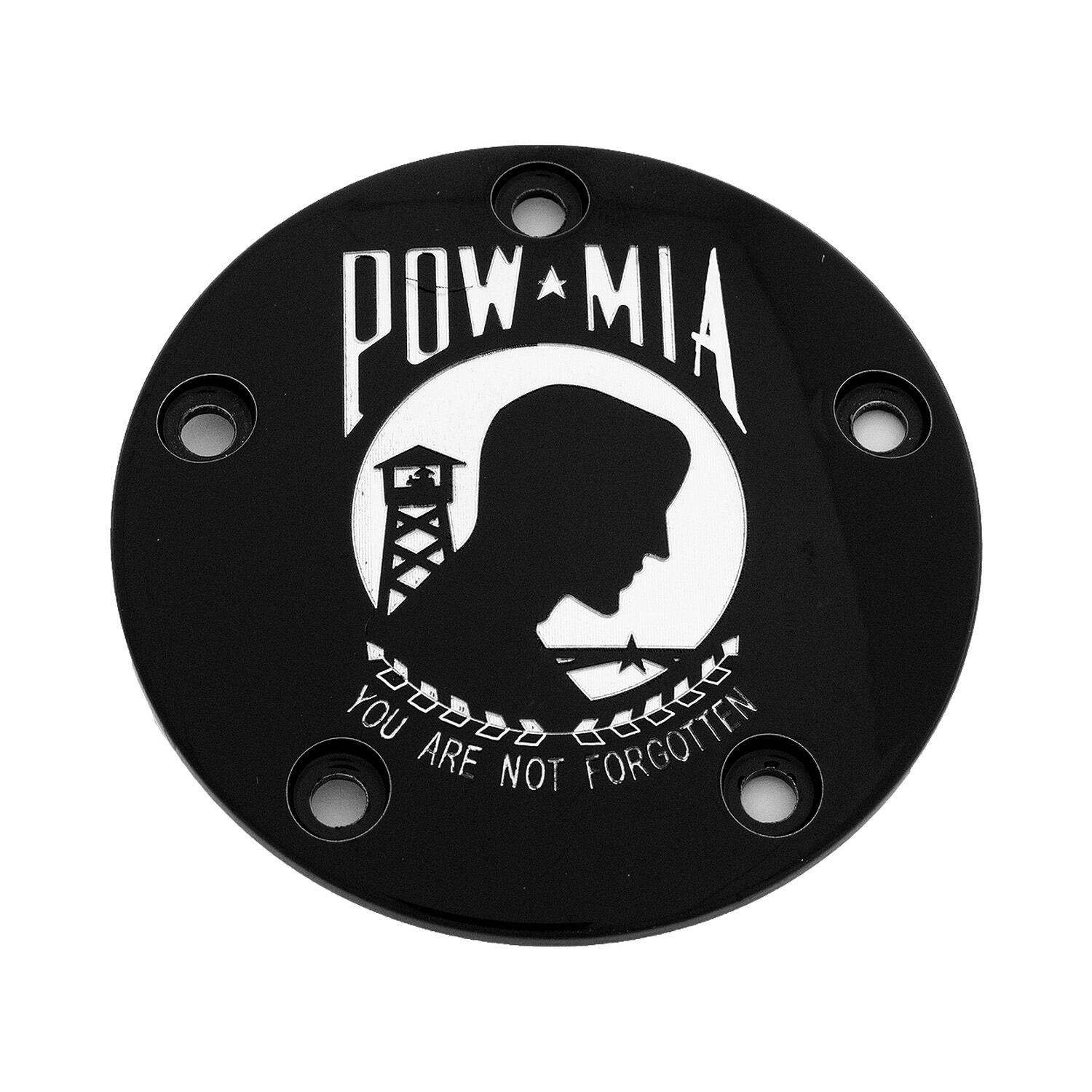 CUSTOM ENGRAVING POW・MIA タイマーカバー (ブラック) TC ツーリング、ダイナ、ソフテイル、トライク