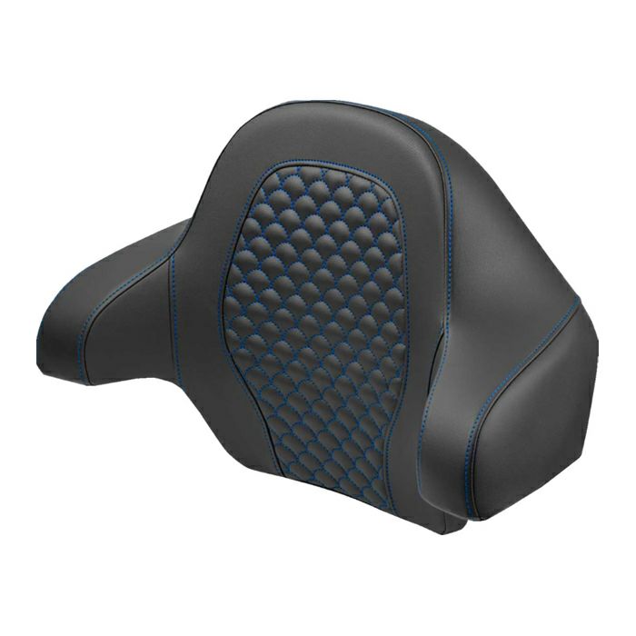 ハーレー ツーリング ロードソファ・ツアーパックバックレスト Dragon Scale ステッチ ブルー サドルマン画像