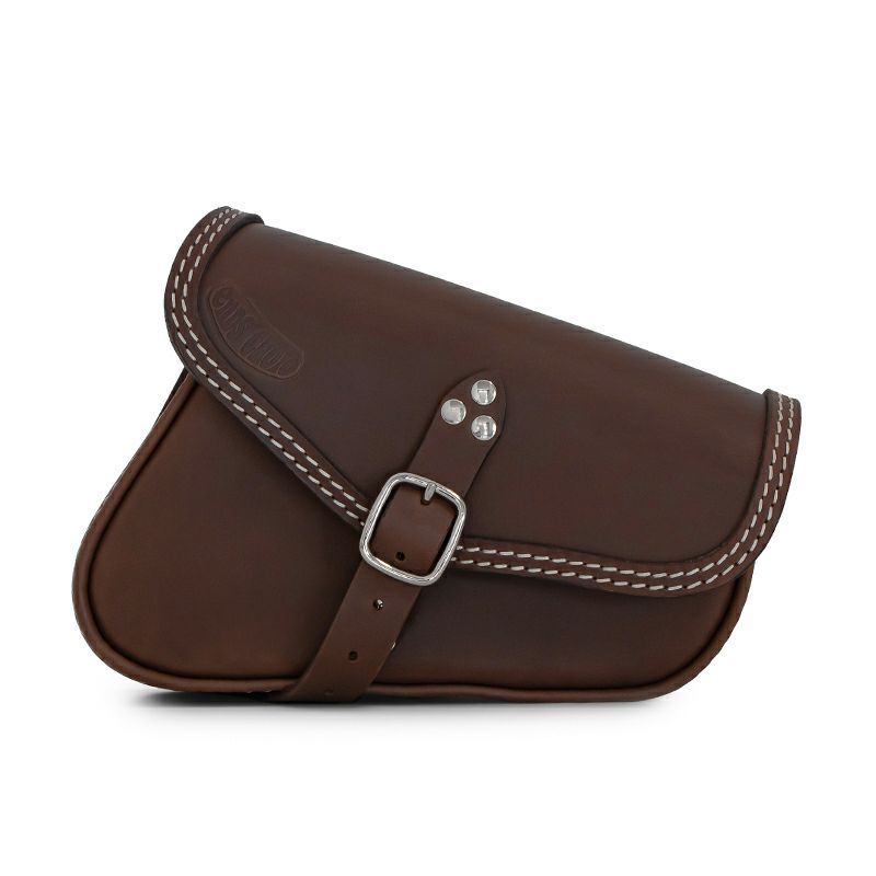 エンズクオイオ Battery Cover Bag レザーサドルバッグ 2.9L (ダークブラウン) ダイナ