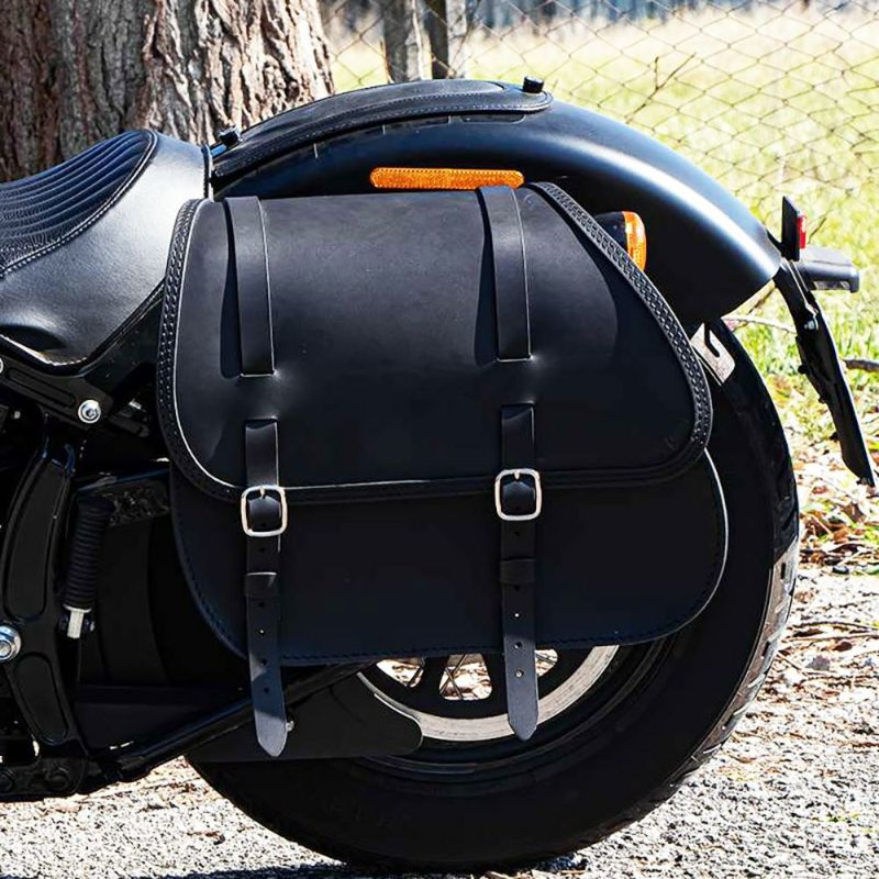 エンズクオイオ Country レザーサドルバッグ 29L (ブラック) TC ソフテイル｜ワールドモーターライフ
