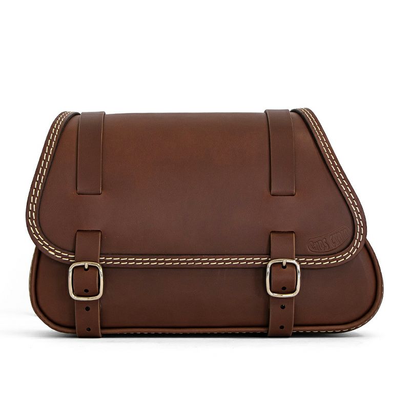 エンズクオイオ Folk レザーサドルバッグ 12L (ダークブラウン) TCソフテイル