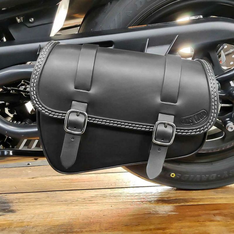 エンズクオイオ DUB レザーサドルバッグ 7L (ブラック) スポーツスターS