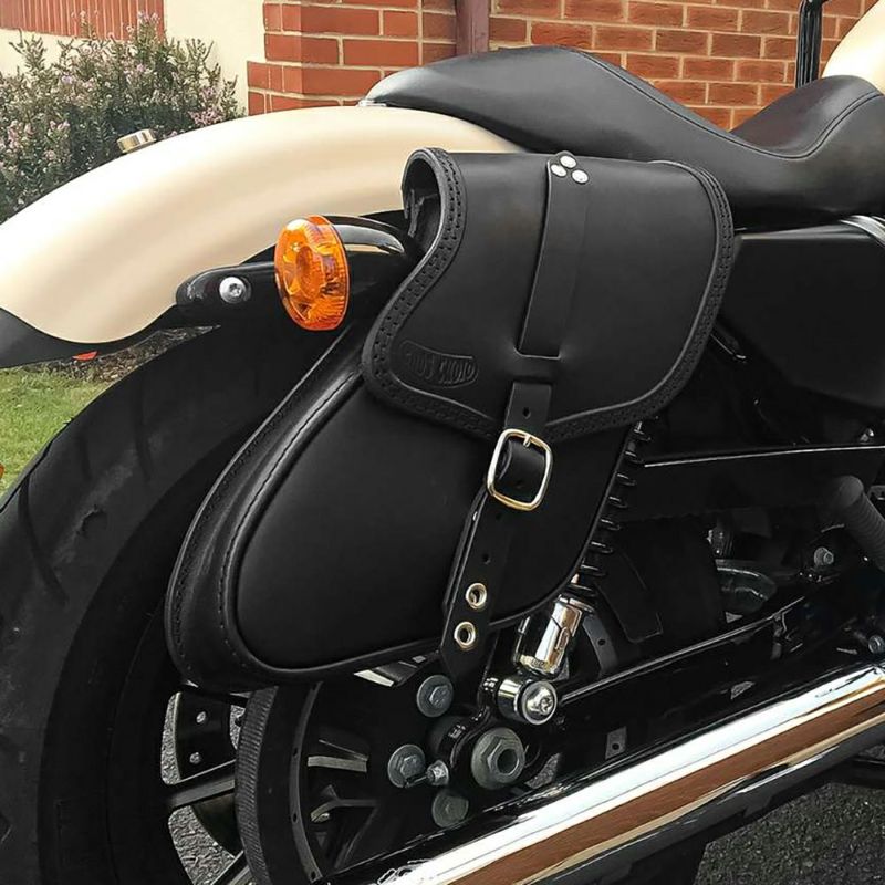 エンズクオイオ Swing レザーサドルバッグ 4.8L 右用 (ブラック) スポーツスター