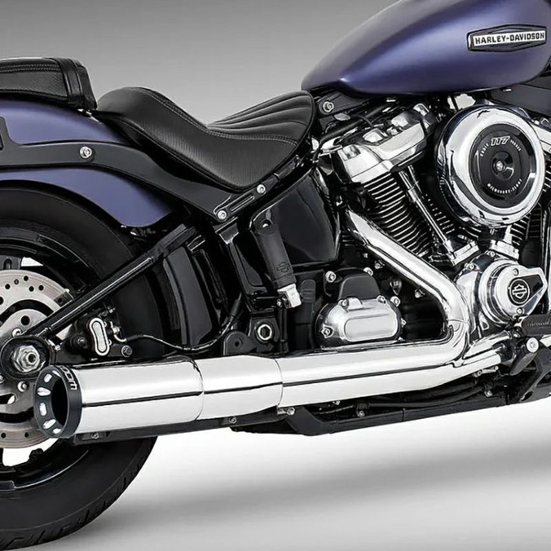 フリーダムパフォーマンス 4.5インチ・2ステップ スリップオンマフラー ストレート (クローム/コントラスト) 2025以降ソフテイル