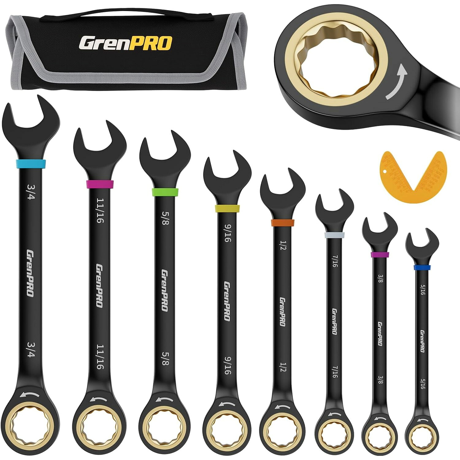 GRENPRO インチサイズ・ラチェット&オープンコンビレンチ 8本セット｜ワールドモーターライフ