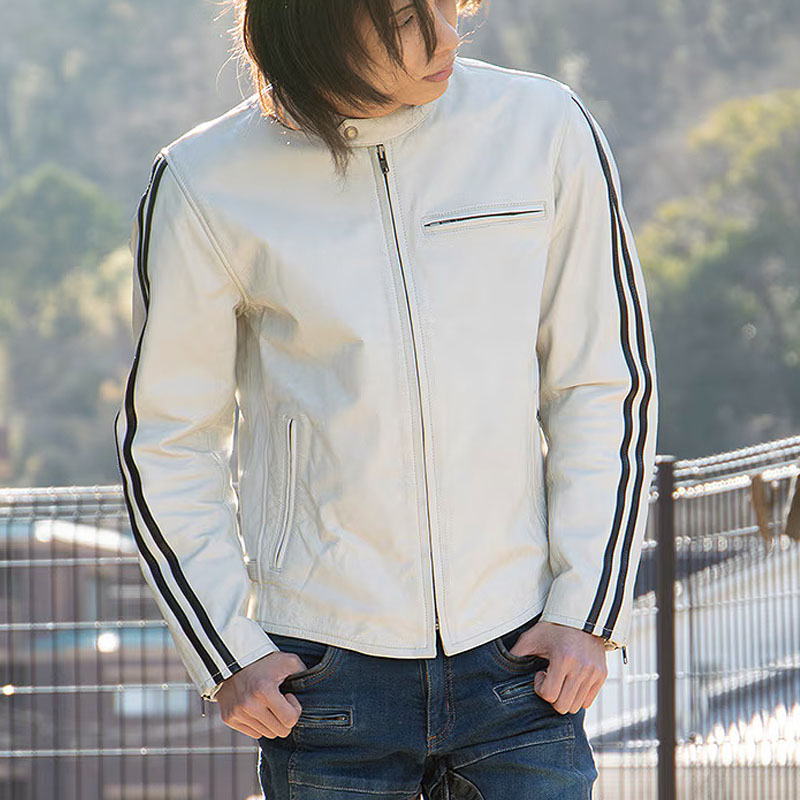 DEGNER デグナー ゴートレザー シングルライダース ジャケット ホワイト 29,558円